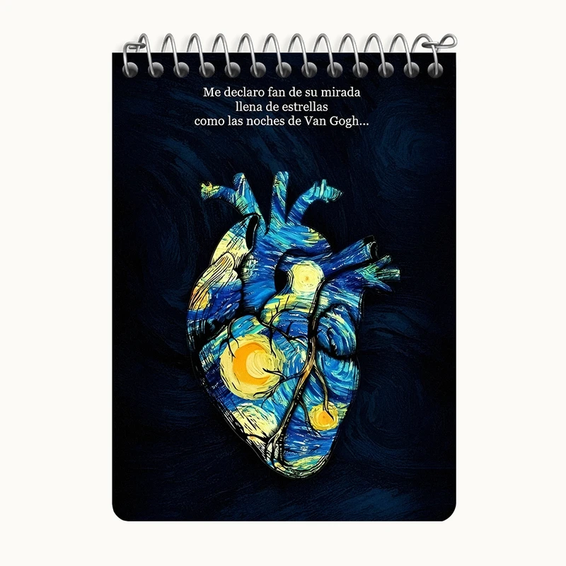 دفتر یادداشت 50 برگ خندالو طرح قلب ونسان ونگوگ کد N4177