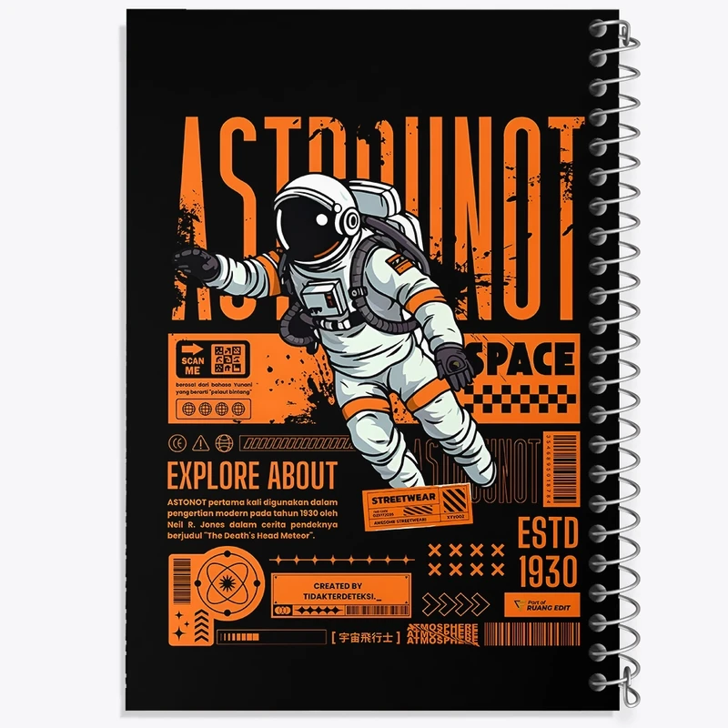 دفتر طراحی 50 برگ خندالو طرح فضانورد کد F11058