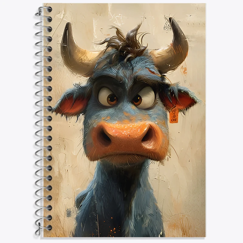 دفتر زبان 50 برگ خندالو مدل دو خط طرح گاو کد F11877