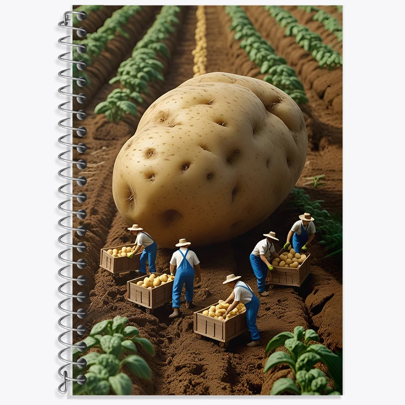 دفتر زبان 50 برگ خندالو مدل دو خط طرح مزرعه سیب زمینی کد F12604