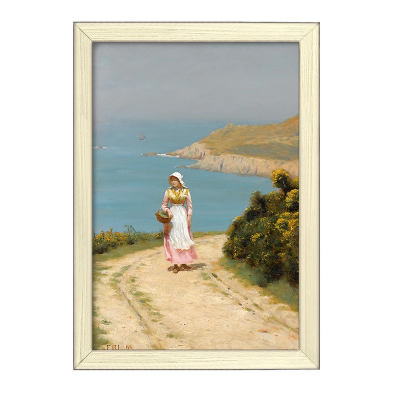 تابلو خندالو طرح نقاشی دختری در مسیر ساحلی اثر ادموند بلر لیتون کد F12457