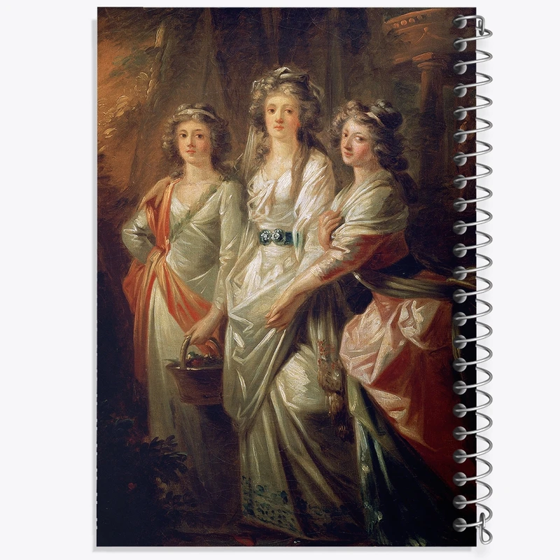 دفتر شطرنجی 50 برگ خندالو طرح نقاشی کنتس ها الیزابت کریستین و ماری اثر هاینریش فردریش فوگر کد F12271