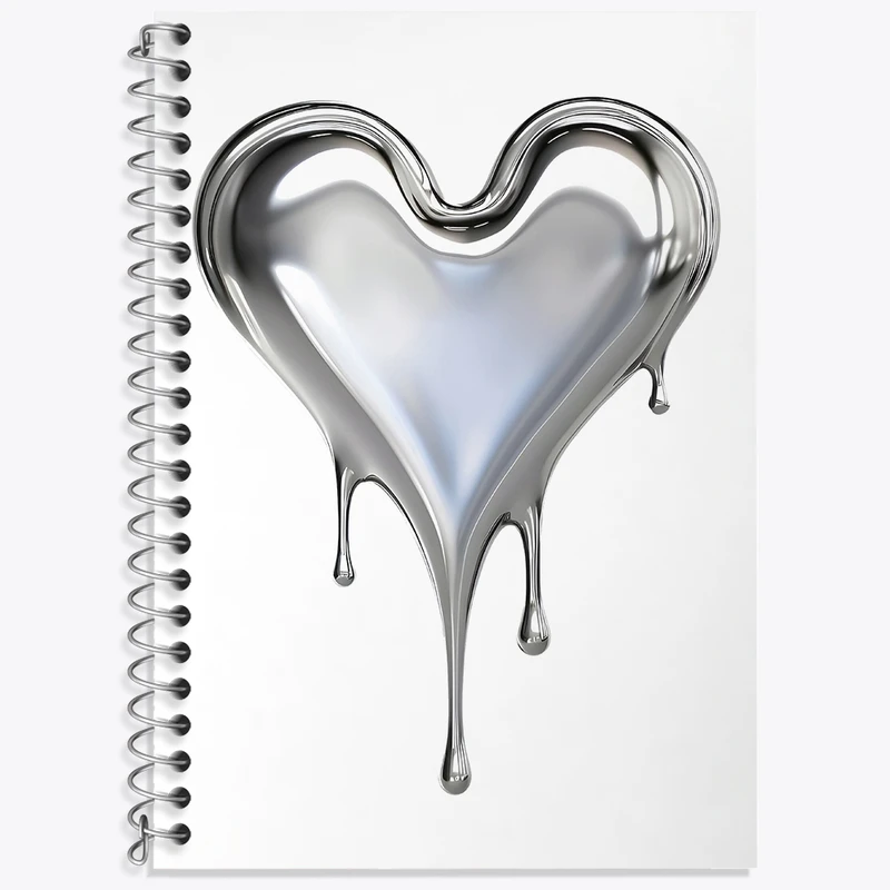 دفتر زبان 50 برگ خندالو مدل سه خط طرح قلب کروم کد F3903