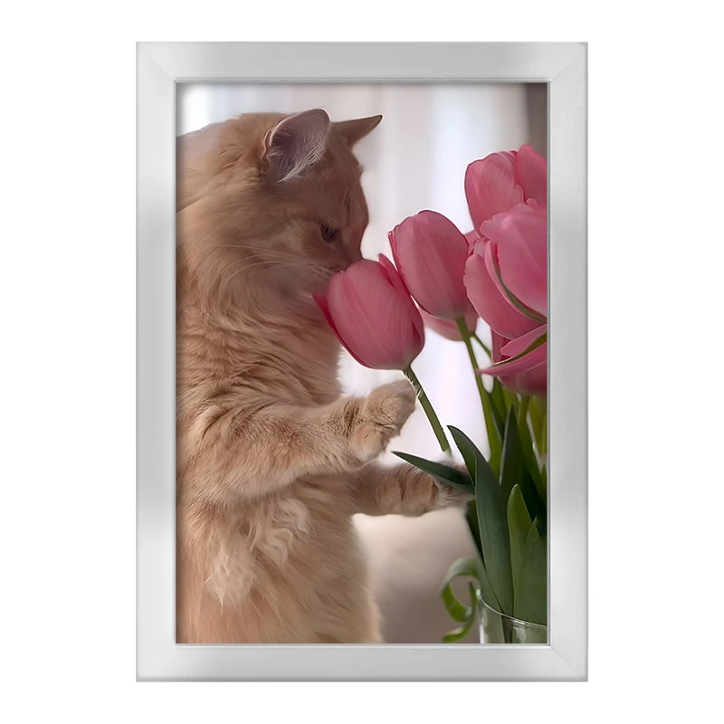 تابلو خندالو طرح گربه و گل کد F10608