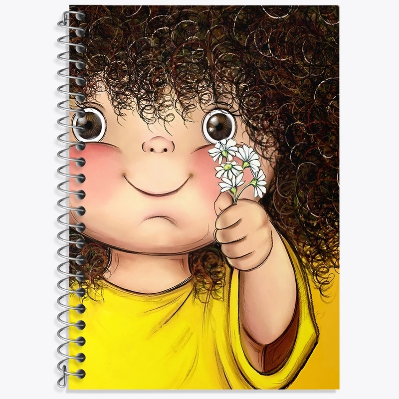 دفتر زبان 50 برگ خندالو مدل سه خط طرح دختر مو فرفری کد N6989