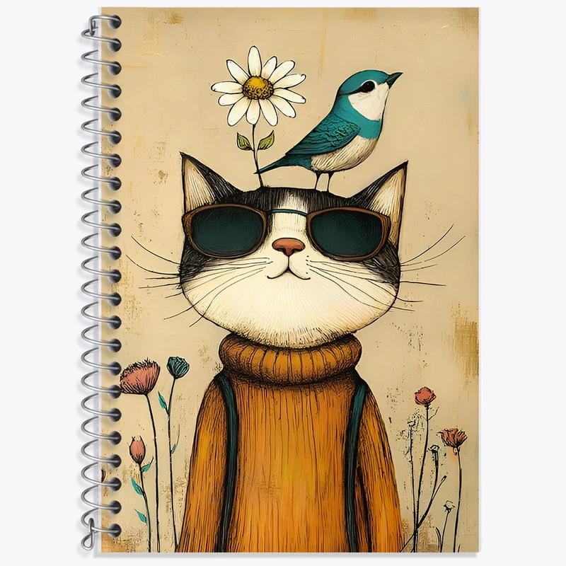 دفتر نت موسیقی 50 برگ خندالو طرح گربه و پرنده کد F12698