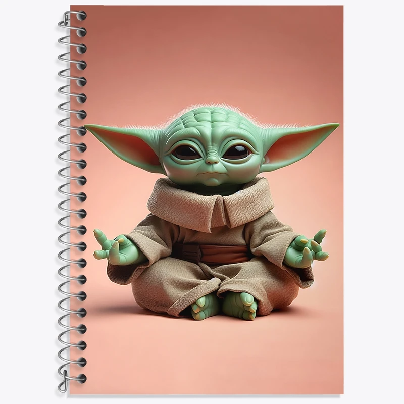 دفتر زبان 50 برگ خندالو مدل سه خط طرح بیبی یودا کد F4432