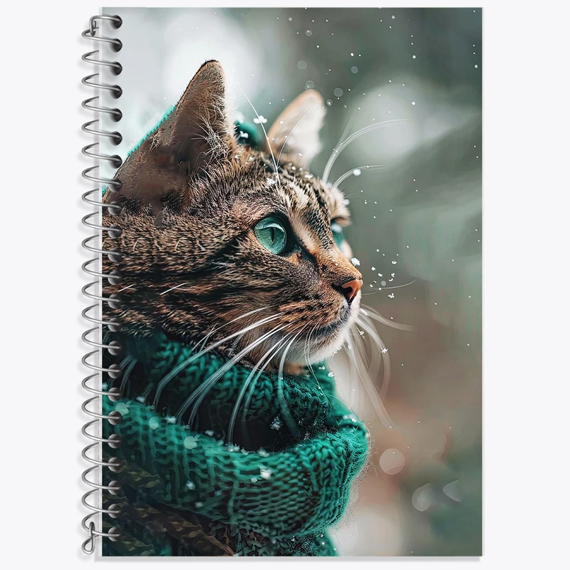 دفتر زبان 50 برگ خندالو مدل دو خط طرح گربه و برف کد F8735