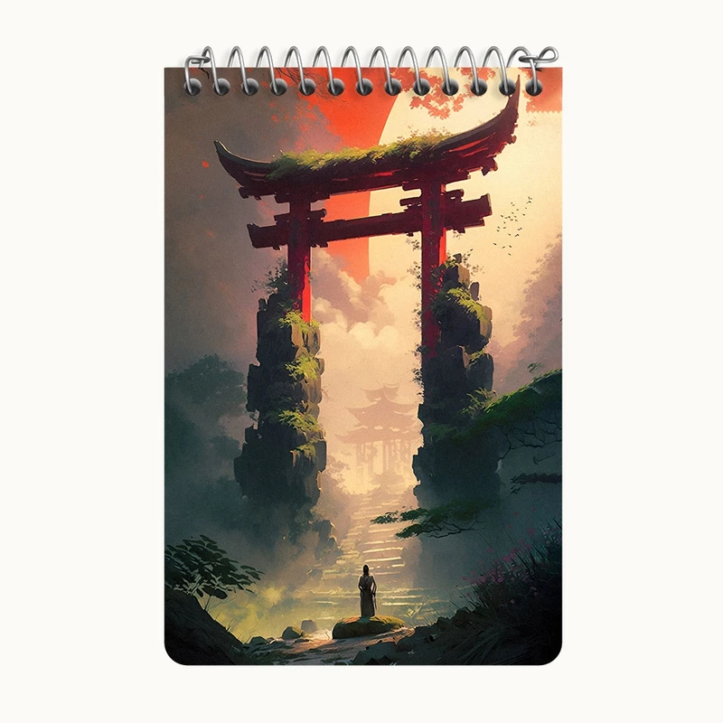 دفتر یادداشت 50 برگ خندالو طرح دروازه ی ژاپنی کد F7342