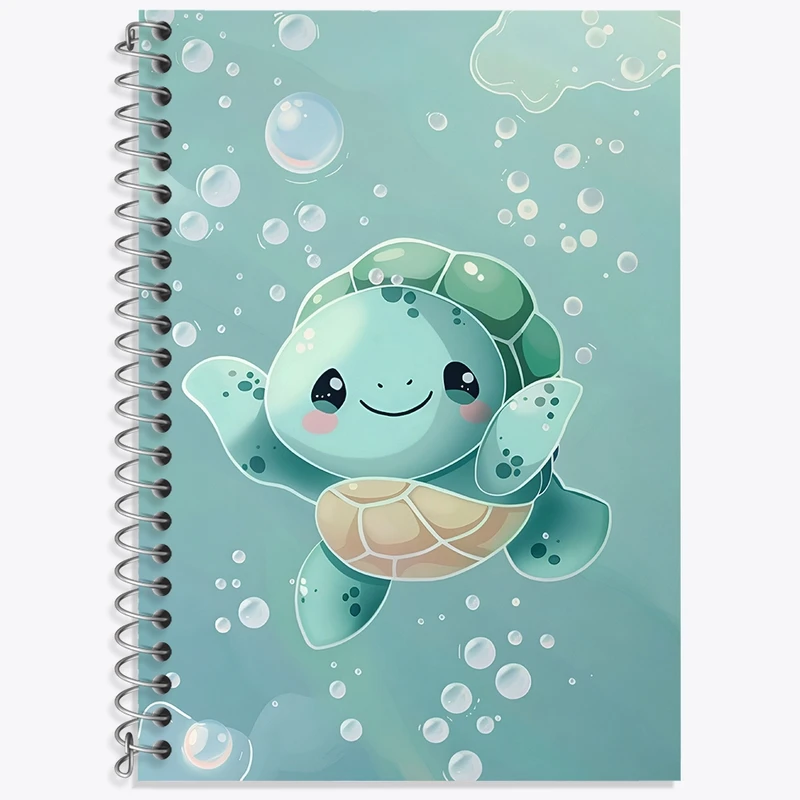 دفتر زبان 50 برگ خندالو مدل سه خط طرح لاکپشت کیوت کد N6314