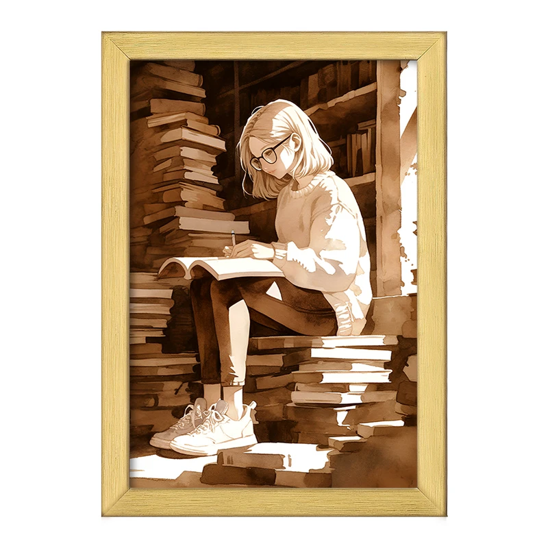 تابلو خندالو طرح دختر کتابخوان کد F9099