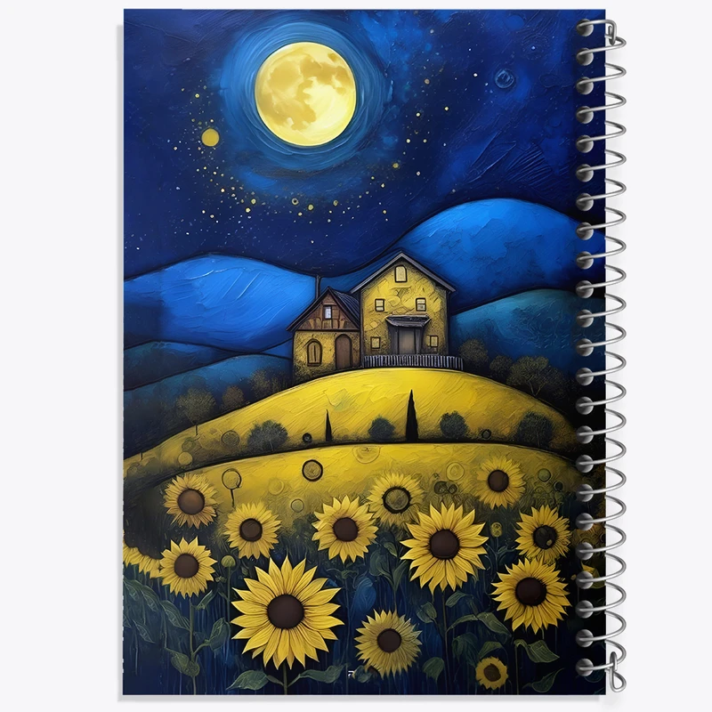 دفتر نقاشی 50 برگ خندالو طرح مزرعه آفتابگردان در شب کد N6132
