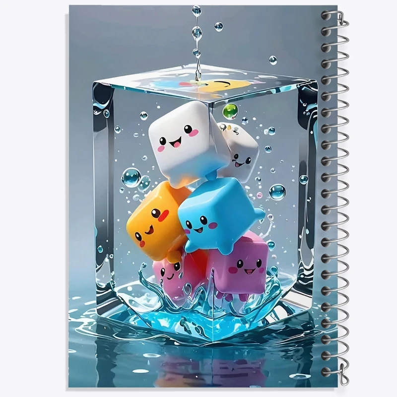 دفتر ژورنال نویسی 50 برگ خندالو مدل نقطه ای طرح مکعب رنگی کیوت کد F4228