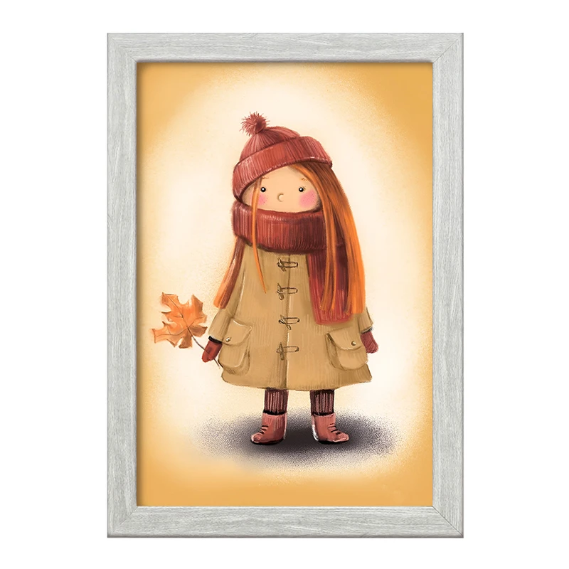 تابلو خندالو طرح دختر و پاییز کد F7657