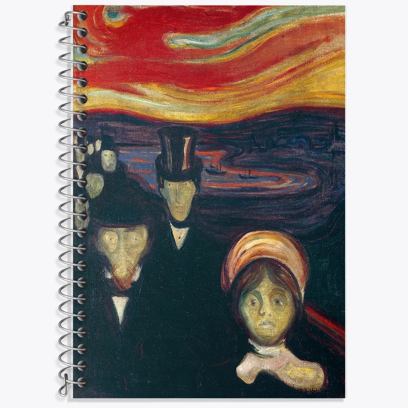 دفتر زبان 50 برگ خندالو مدل سه خط طرح نقاشی اضطراب ادوارد مونک کد F12490