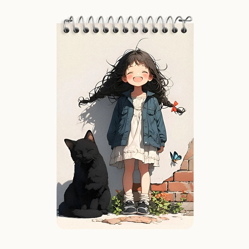دفتر یادداشت 50 برگ خندالو طرح دختر و گربه کد F7260