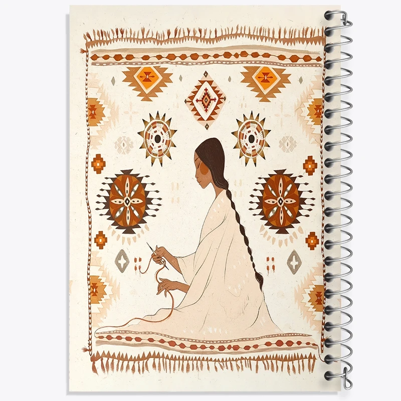 دفتر ژورنال نویسی 50 برگ خندالو مدل نقطه ای طرح دختر سرخپوست کد N6868