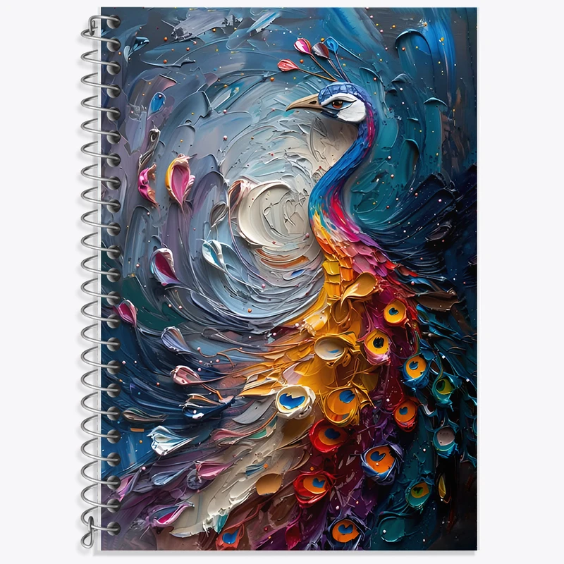 دفتر زبان دوخط 50 برگ خندالو طرح نقاشی طاووس کد F12631