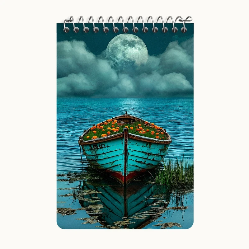 دفتر یادداشت 50 برگ خندالو طرح قایق گل و دریا کد F12805