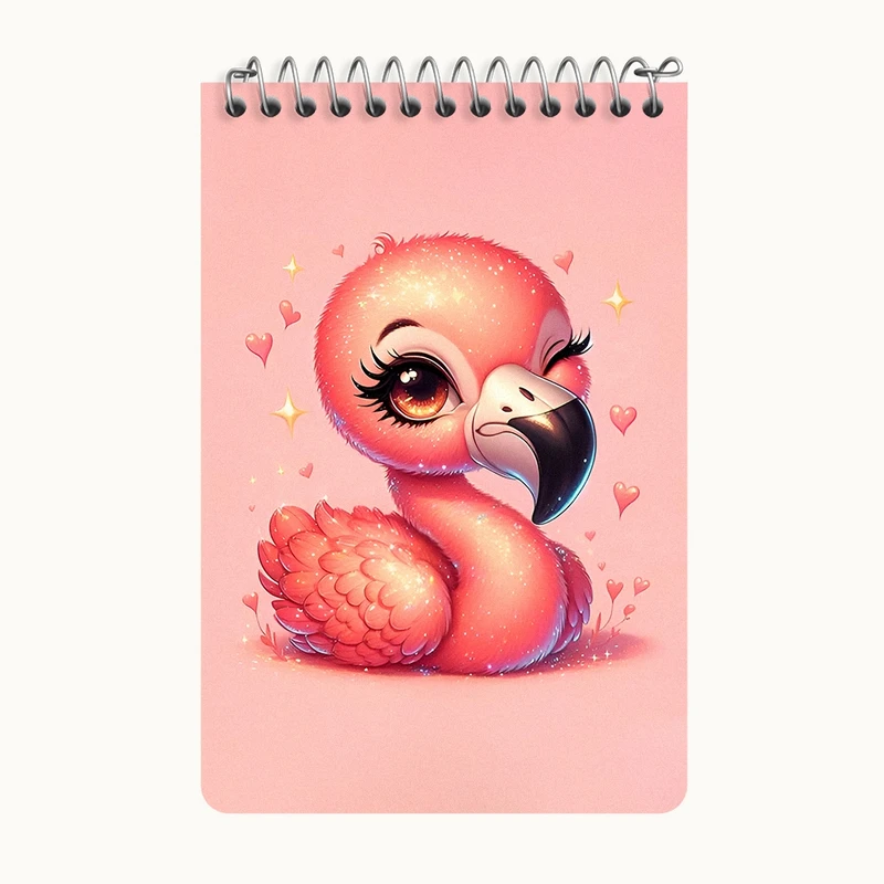 دفتر یادداشت 50 برگ خندالو طرح فلامینگوی بامزه کد F8423