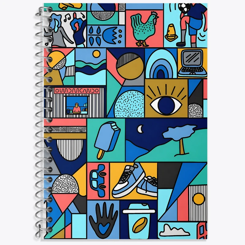 دفتر زبان دوخط 50 برگ خندالو طرح پترن کد F9684