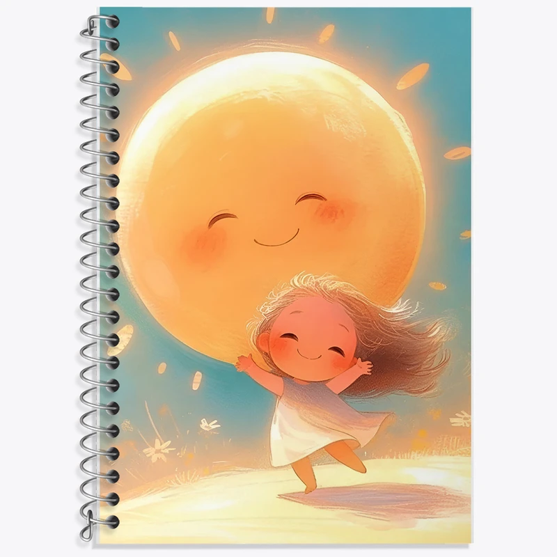 دفتر زبان 50 برگ خندالو مدل دو خط طرح دختر بامزه و خورشید کد F13703