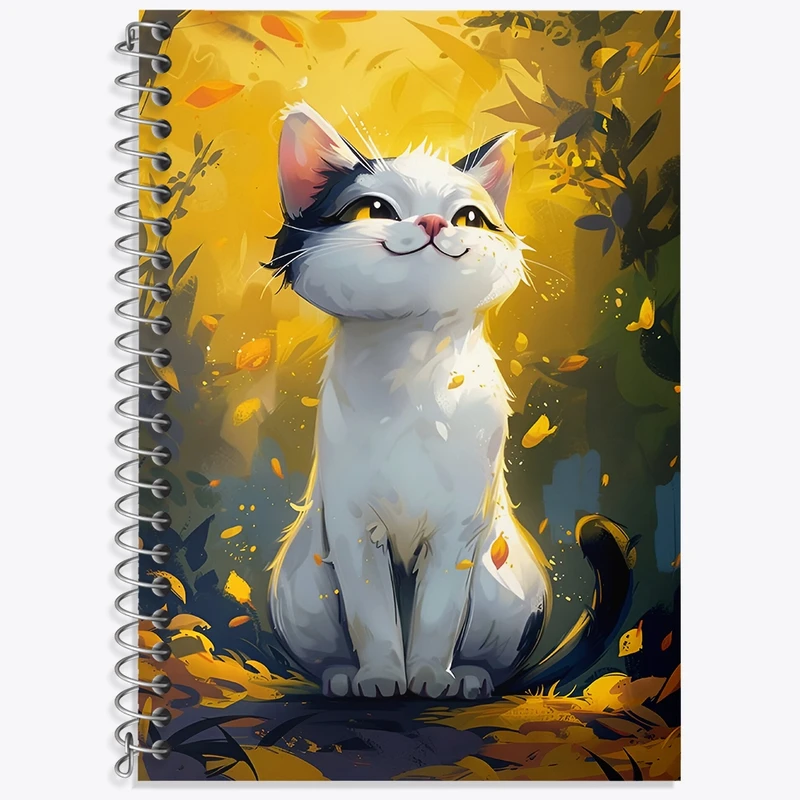 دفتر زبان 50 برگ خندالو مدل سه خط طرح گربه بامزه کد F4220