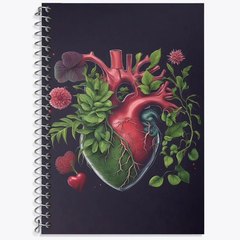 دفتر زبان 50 برگ خندالو مدل سه خط طرح قلب و گل کد F2983