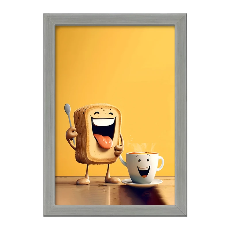 تابلو خندالو طرح نان تست و قهوه ی کیوت کد F5924