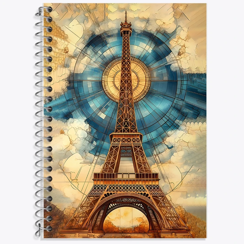 دفتر زبان 50 برگ خندالو مدل سه خط طرح برج ایفل کد F11795