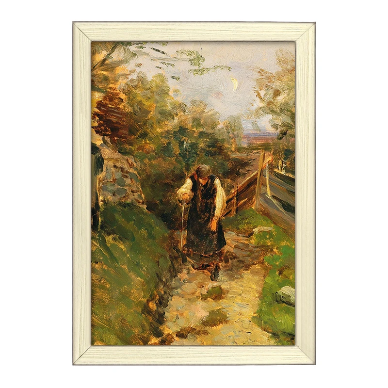 تابلو خندالو طرح نقاشی زن دهقانی در حال بازگشت به خانه اثر اولگا ویزینگر کد F12476