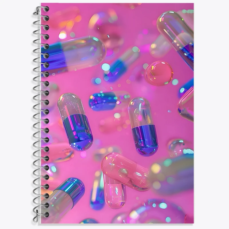 دفتر زبان 50 برگ خندالو مدل سه خط طرح پترن قرص کد F11594