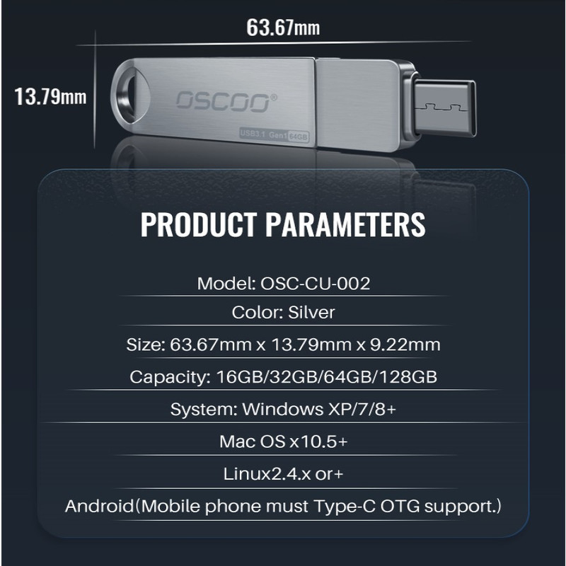 فلش مموری اوسکو مدل CU-002 ظرفیت 64 گیگابایت