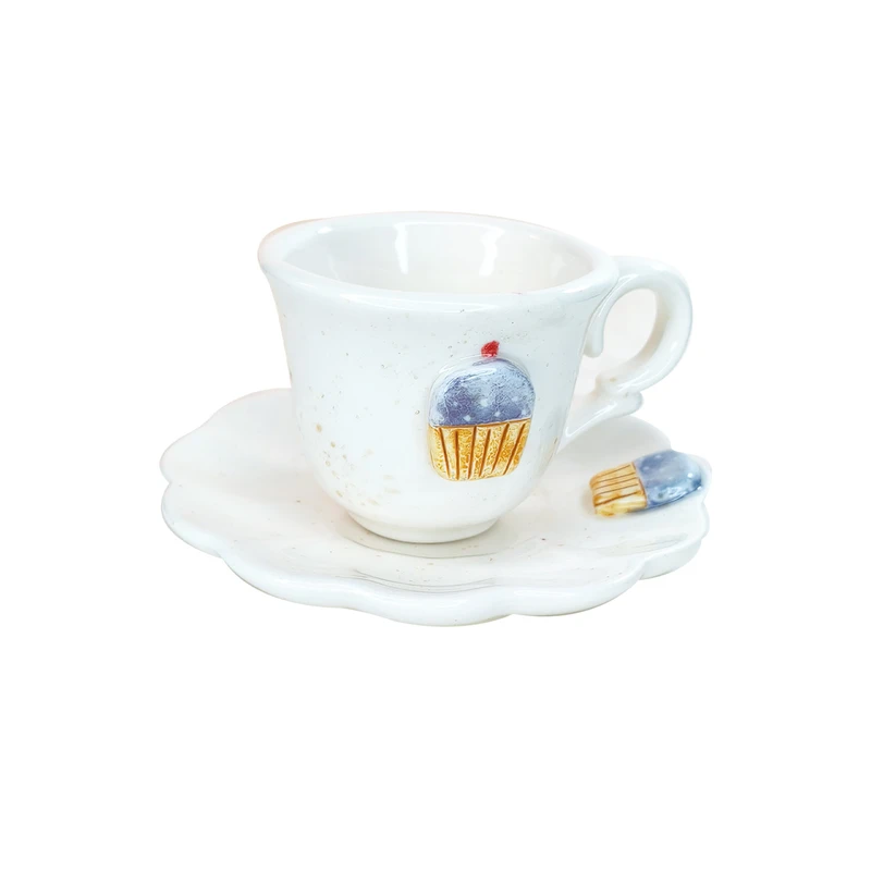 فنجان و نعلبکی مدل قهوه خوری طرح کاپ کیک