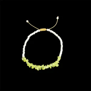 دستبند سنگی مدل زبرجد و مروارید