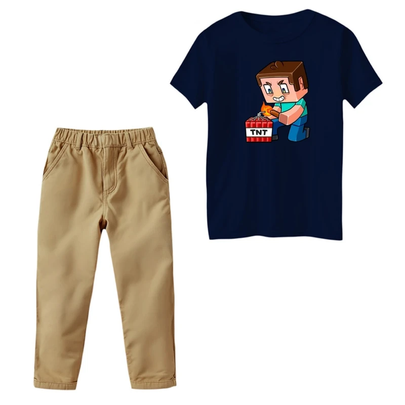 ست تی‌شرت و شلوار پسرانه مدل ماینکرفت کد 12