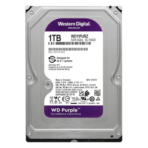 هارددیسک اینترنال وسترن دیجیتال مدل Purple WD10PURZ ظرفیت 1 ترابایت