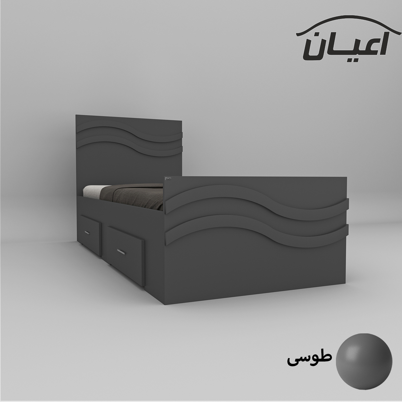 تخت خواب یکنفره اعیان مدل FH580 سایز 90x200 سانتی متر