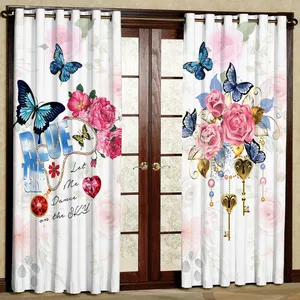 پرده مدل گل و پروانه هازان پانچی کد 1137a سایز 140x200 سانتی متر