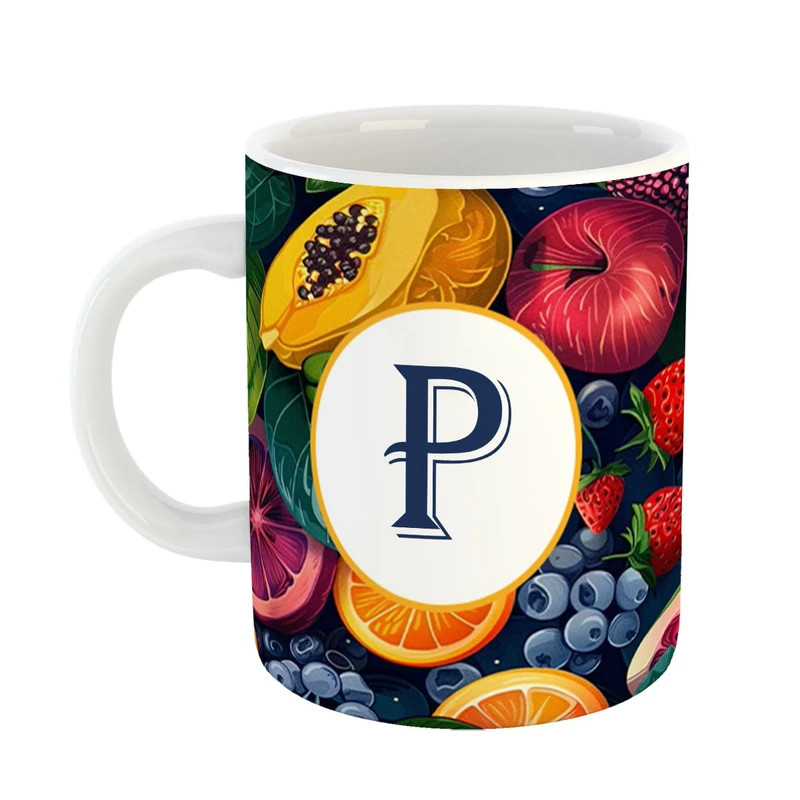 ماگ پادآفرین مدل فانتزی طرح حرف P کد 39