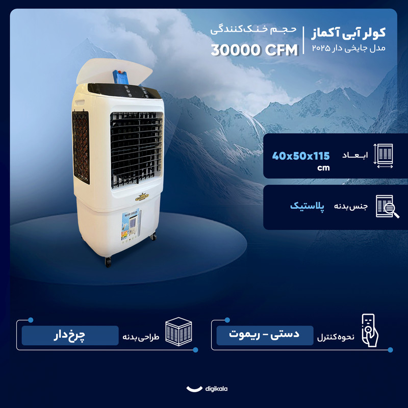 کولر آبی سلولزی 30000 آکماز مدل جایخی دار ۲۰۲۵