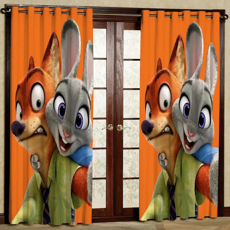 پرده مدل کارتونی زودتوپیا مخمل پانچی کد 4195 سایز 200x140 سانتی متر