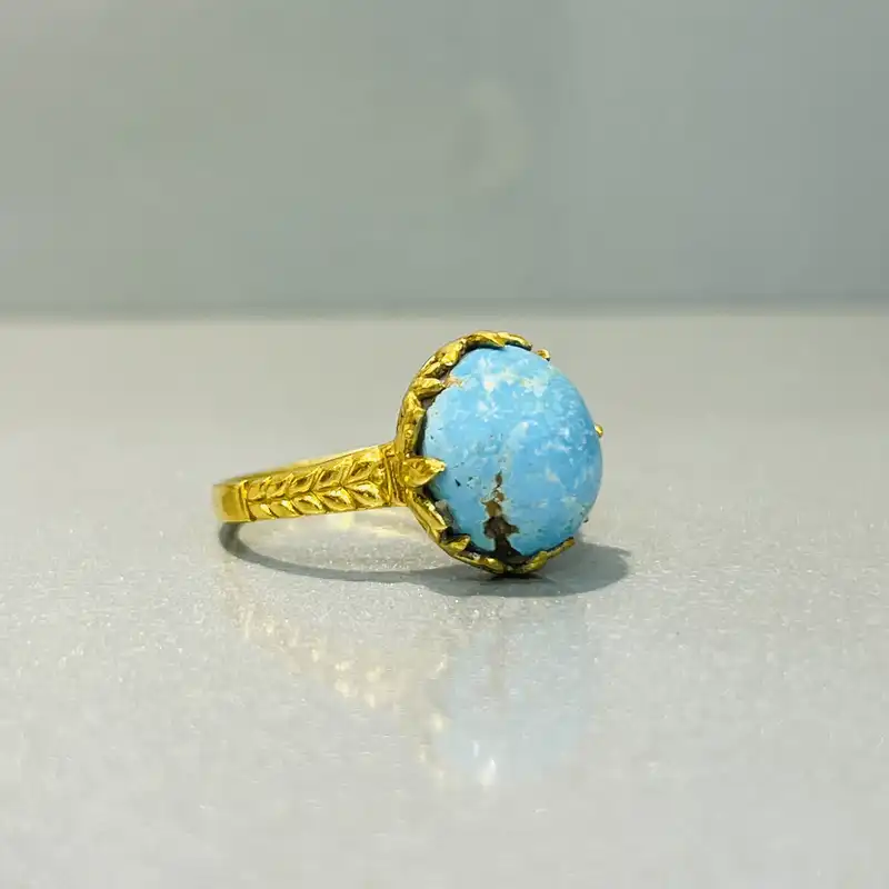 انگشتر نقره زنانه مدل اسپرت 5 چنگ فیروزه نیشابوری کد 43-133