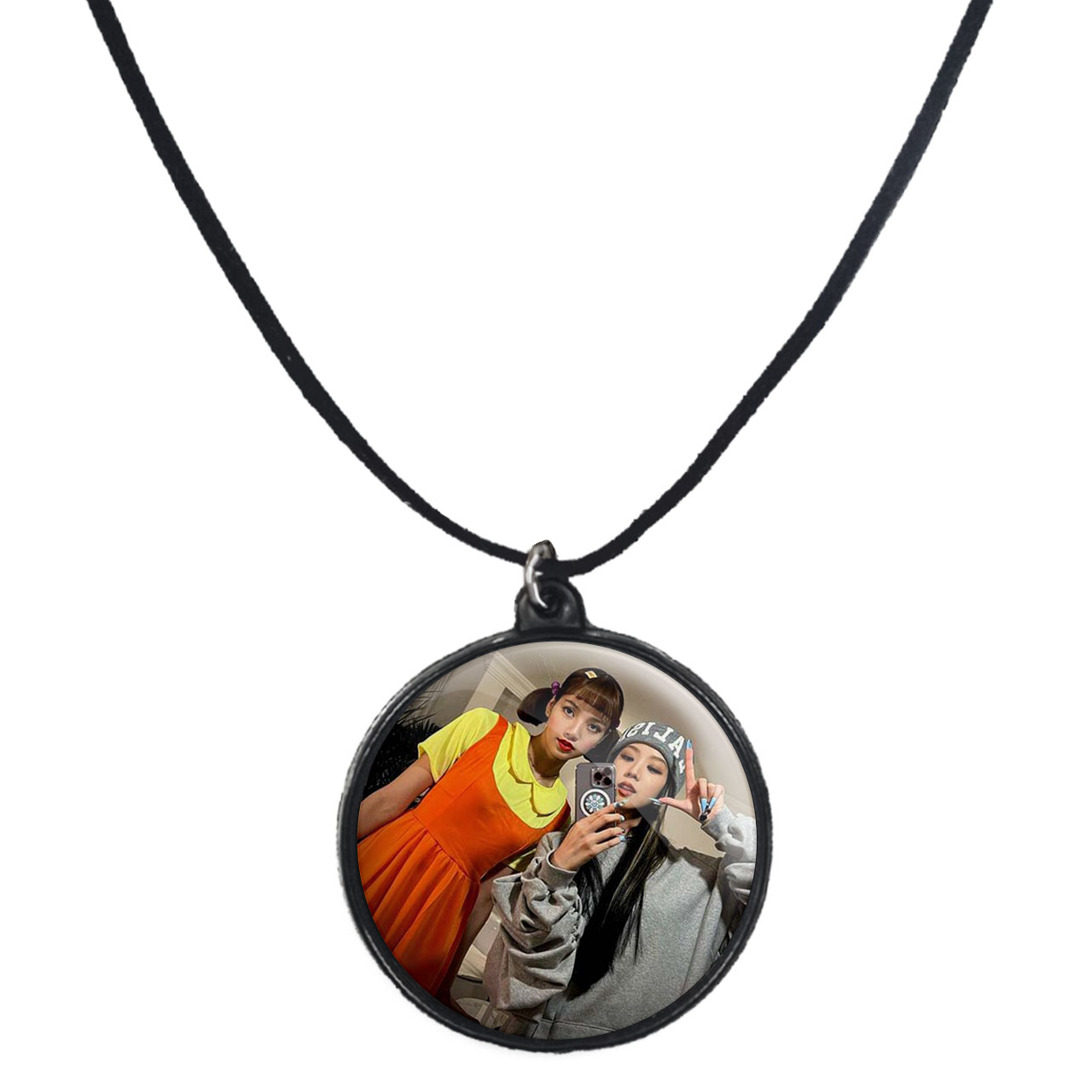 گردنبند پرمانه طرح بلک پینک کد pmb.6719 مدل دو طرفه