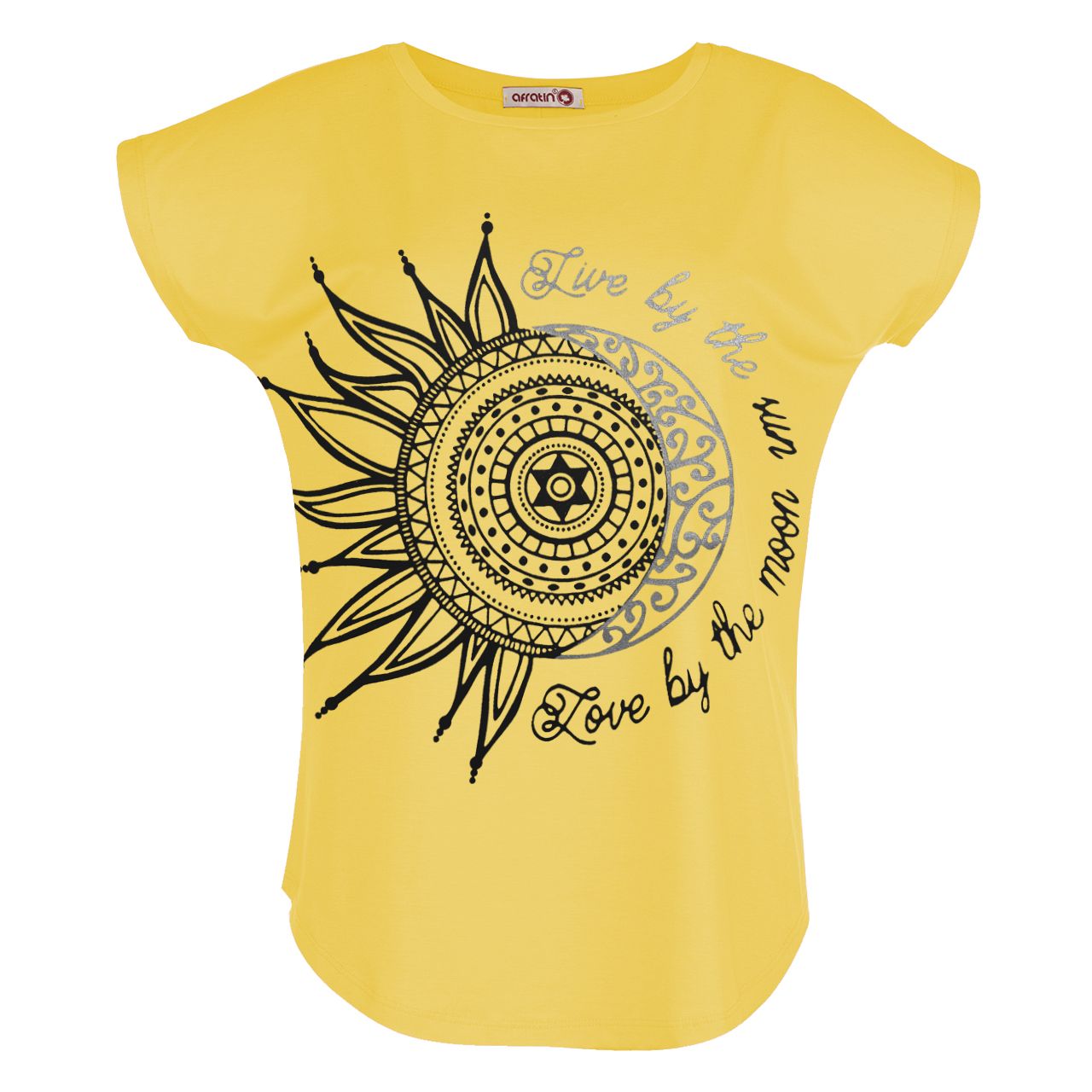  تی شرت زنانه افراتین طرح ماه و خورشید کد 2548 رنگ زرد -  - 1
