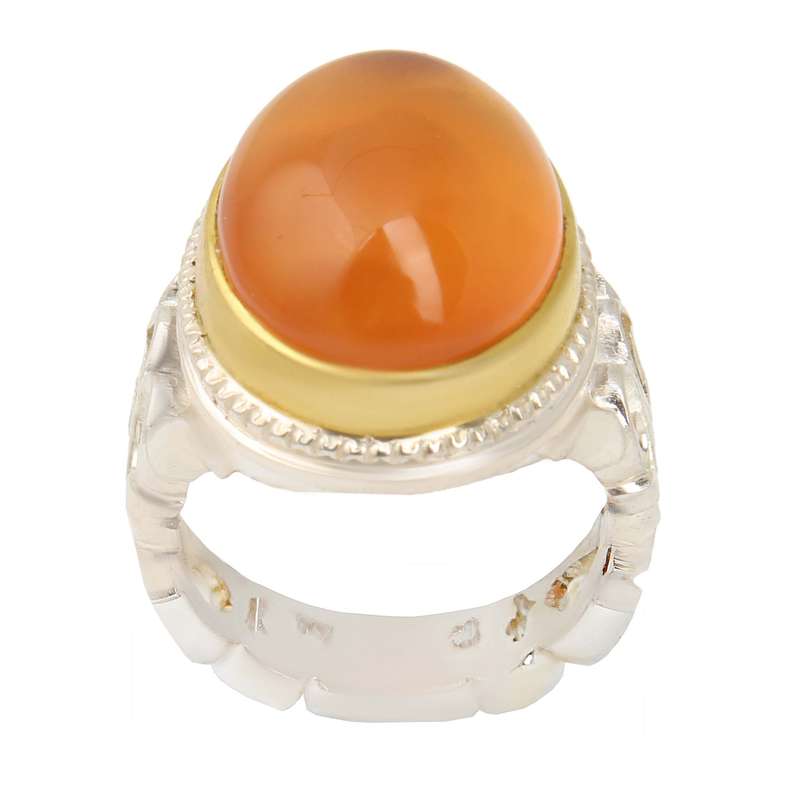 انگشتر نقره مردانه بازرگانی میلادی مدل سنگ عقیق یمانی کهنه کد AM_2329