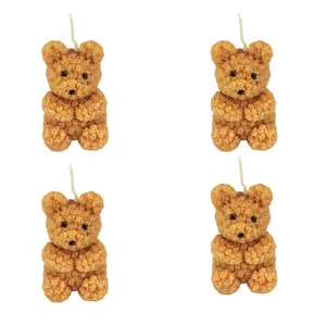 شمع دست ساز مدل خرس تدی - بسته 4 عددی