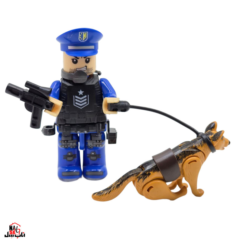 فیگور ناب سل مدل  پلیس و سگ لگویی همراه با کلت کد police001 ارتفاع 10سانتی متر