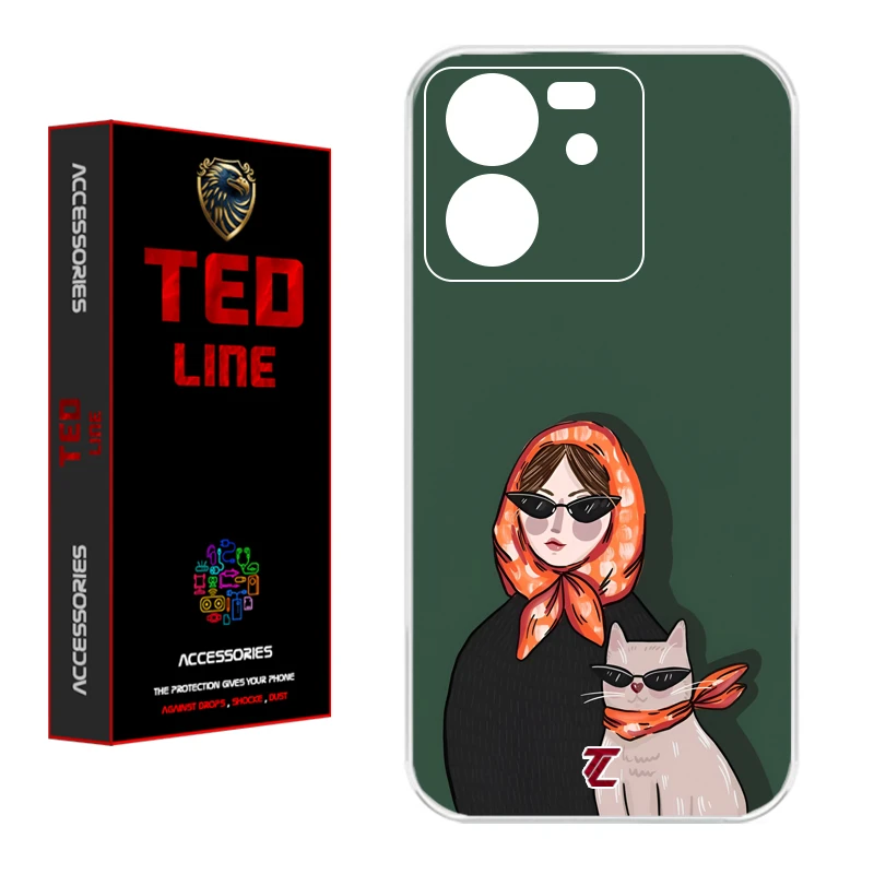 کاور تدلاین طرح دختر و گربه کد 1143 مناسب برای گوشی موبایل شیائومی Mi 13T / 13T Pro