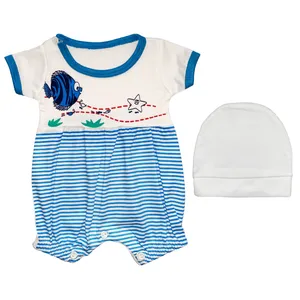 ست سرهمی و کلاه نوزادی دخترانه طرح ماهی کد FF-065